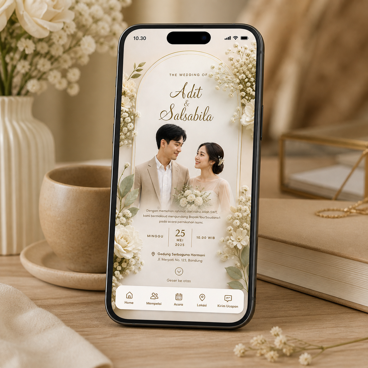 Aplikasi Undangan Digital Invitee - Tampilan Mobile yang Elegan